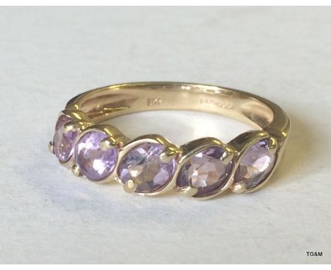 9ct gold ladies amethyst ring size O