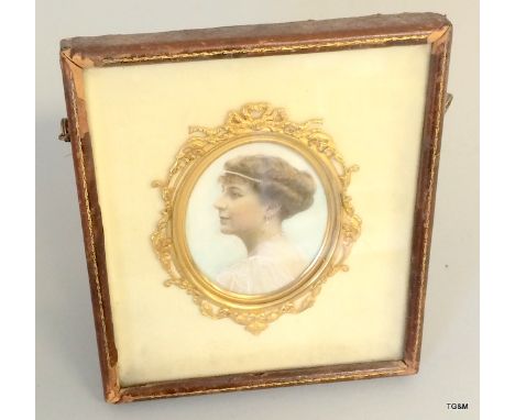 A portrait miniature of Katherine Eleanor Rivers Fryer of Worthy Park in Hampshire. 1916 by J E Corrie ( exhibited 1898-1910)