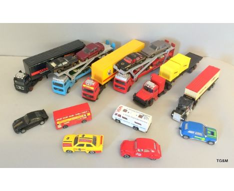 Corgi/Matchbox die cast vehicles to include car transporter and cars