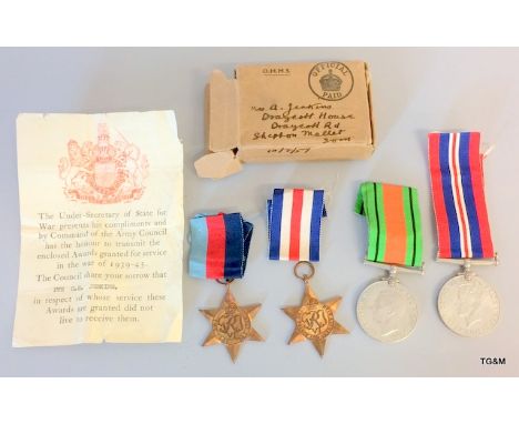 A WW2 operation Market Garden casualty medal group of four with posting box and condolence letter to Private CS Jenkins of th