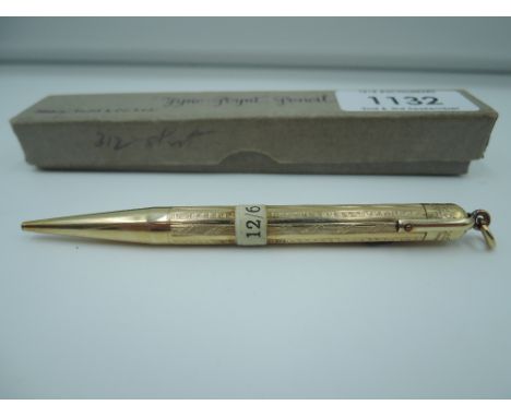 A boxed Mabie Todd &amp; Co Fyne Poynt propelling pencil, rolled gold ring top, price ticket still attached