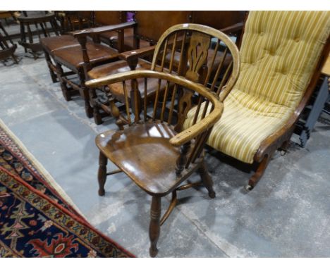 A Derbyshire Windsor Style Spindle Back Elbow Chair, Marked F. Walker Of Rockley