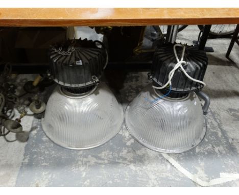     A Pair Of Mid Century Industrial Overhead Light Fittings                        