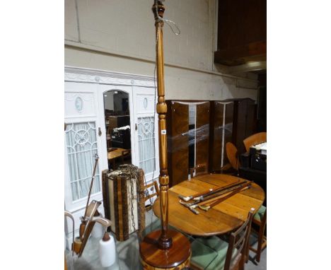     A 20th Century Mixed Wood Standard Lamp Base                                    