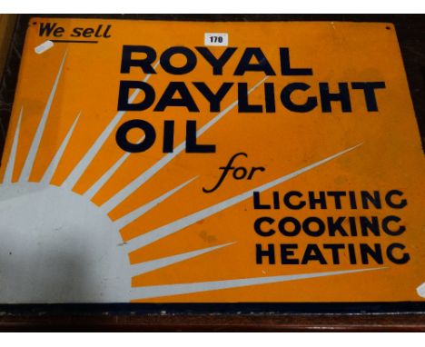     A Double Sided Enamel Wall Sign For "Royal Daylight Oil"                        