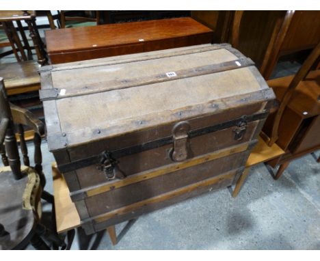     An Early 20th Century Dome Topped Travelling Trunk                              