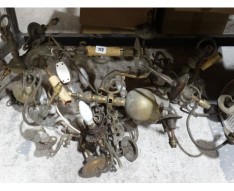 A Quantity Of Brass Multi Branch Light Pendants