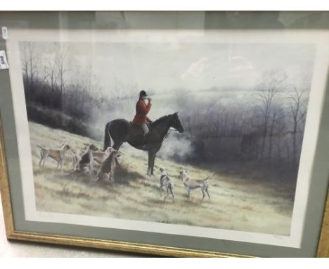 AFTER CAROLINE COOK "Master of foxhounds with hounds on on a frosty morning", limited edition colour print numbered 242 of 35