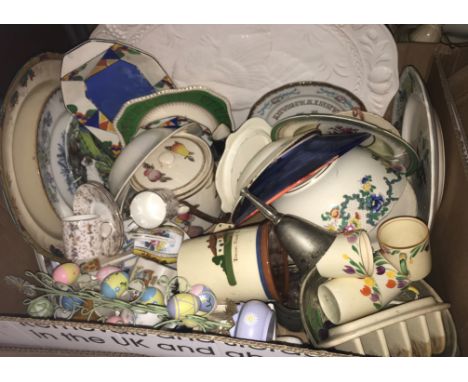 Five boxes of assorted china wares to include Minton's "Haddon Hall", Royal Doulton "Paisley", etc, together with various oth