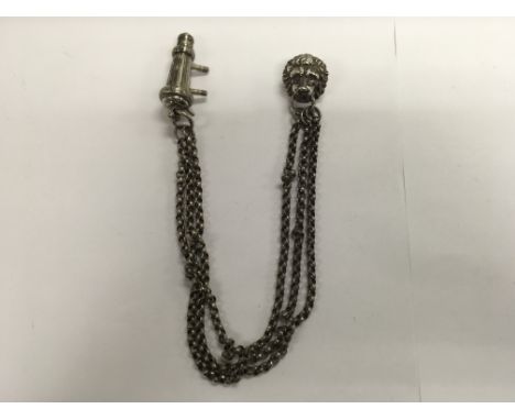 Another military silver cross belt marked sterling with a whistle and lions head badge.