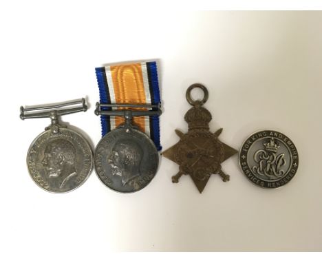 A group of World War One Essex Regiment medals comprising a British War Medal with ribbon awarded to 16835 Pte W R Townsend, 