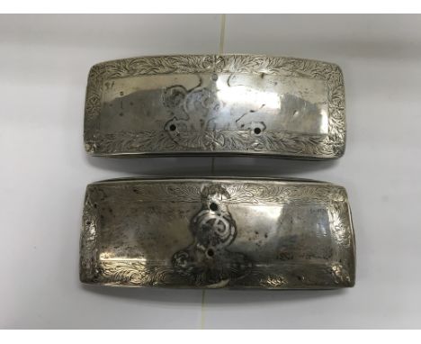 A pair of silver military lander dispatch pouch covers, historically being used for the English and Indian army, one marked B