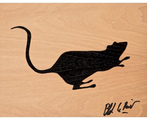 Blek Le Rat (French 1951-), 'Rat Stencil', 2011, spray paint and stencil on wood, signed recto, numbered from an edition of 1