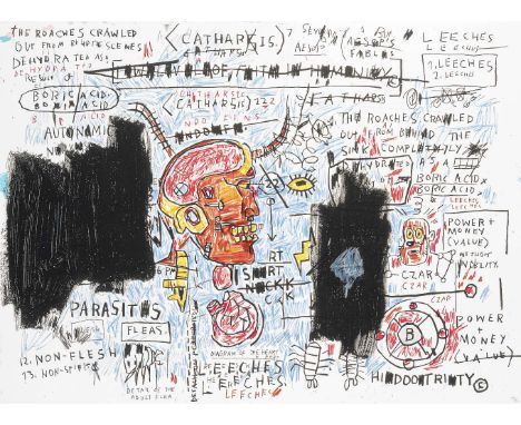 Jean-Michel Basquiat (American 1960-1988), 'Leeches (1983/2017)', 2017, screenprint in colours on 300gm Somerset Satin paper,