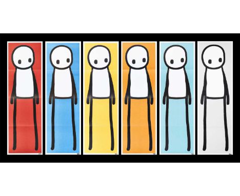 Stik (British 1979-) ‘Standing Figure (Book) (Red, Blue, Yellow, Orange, Teal &amp; Grey)’, 2015, a complete set of 6 offset 