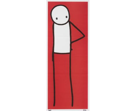 Stik (British 1979-), 'Hip (Red)', 2013, offset lithograph in colours on paper, signed and dated in pen, sheet: 57 x 22.2cm A