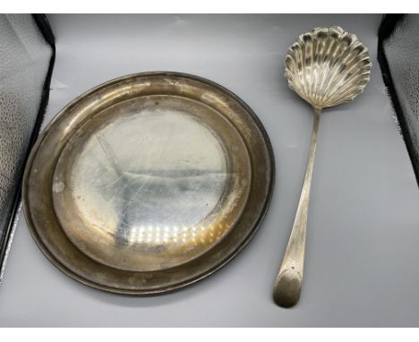 HM Silver Ladle along with EPNS Tray. Silver weight 140gr. 