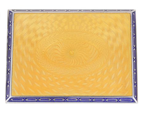 AN AUSTRO-HUNGARIAN SILVER AND ENAMEL CIGARETTE CASE  MAKER’S MARK S.T  BUDAPEST  CIRCA 1915 rectangular  the lid covered in 