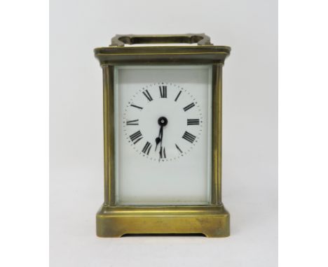 A FRENCH CARRIAGE CLOCK  DUVERDREY &amp; BLOQUET  ST NICHOLAS-D’ALIERMONT  CIRCA 1900 eight-day timepiece movement with lion 