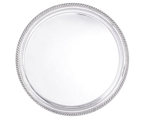A GEORGE V SILVER SALVER  WILLIAM HUTTON &amp; SONS LTD.  SHEFFIELD  1927 in circular Regency style  plain within the gadroon