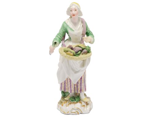 A MEISSEN ‘CRIS DE PARIS’ SERIES FIGURE OF A VEGETABLE SELLER  SECOND HALF 18TH CENTURY after the model by Peter Reinicke (17