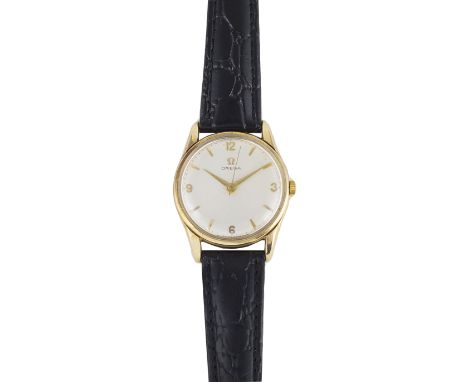 OMEGA: A GENTLEMAN’S GOLD WATCH  CIRCA 1959 calibre 284 manual wind 17 jewel movement  champagne dial with Arabic numerals at