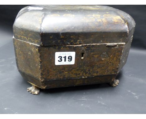 A CHINESE EXPORT LACQUER TEA CADDY