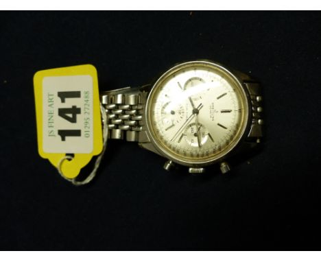A GENT'S 1960'S BREITLING TOP TIME STAINLESS STEEL CHRONOGRAPH WRISTWATCH WITH THREE SUBSIDARY DIALS