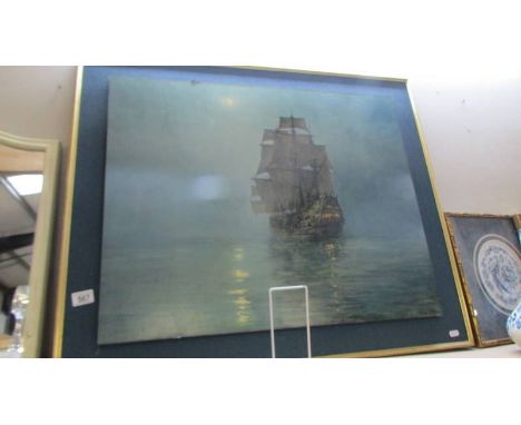 A large seascape featuring a galleon.  (collect only).