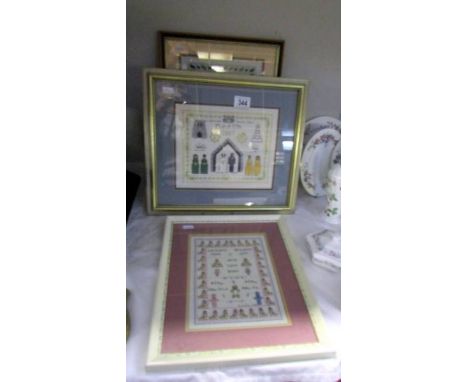3 framed tapestry samples
