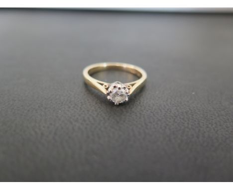 A 9ct gold brilliant-cut diamond single-stone ring - Diamond weight 0.25ct, stamped to band - Hallmarked Birmingham - Ring si