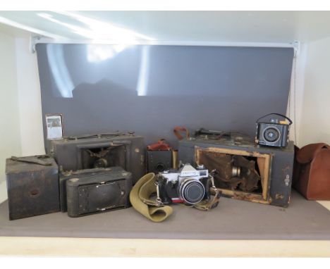 Two ALVISTA panoramic camera's, a folding Brownie no 2 camera, two other vintage camera's, a baby Brownie special, a Portrait
