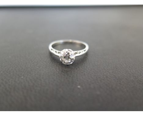 A diamond single-stone ring - The old-cut diamond to the tapered shoulders and plain band - Estimated diamond weight 0.85ct  