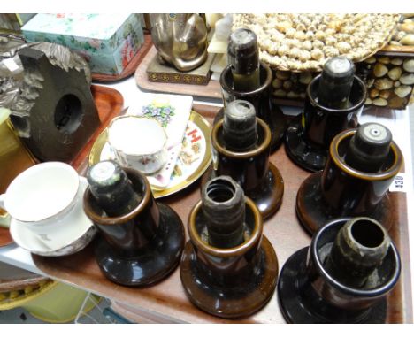 A collection of ceramic candle holders & mixed china