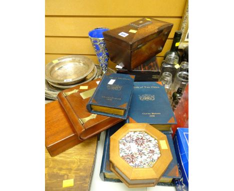 Collection of various wooden boxes including a rosewood tea caddy etc