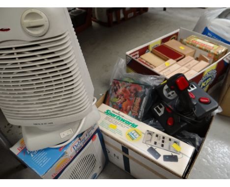 Vintage games console & games together with two convector heaters E/T