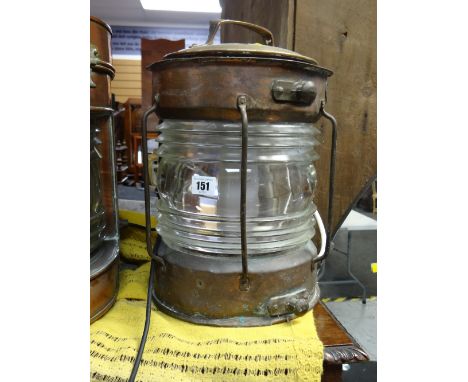 A copper & glass mast head light converted to an electric lamp E/T