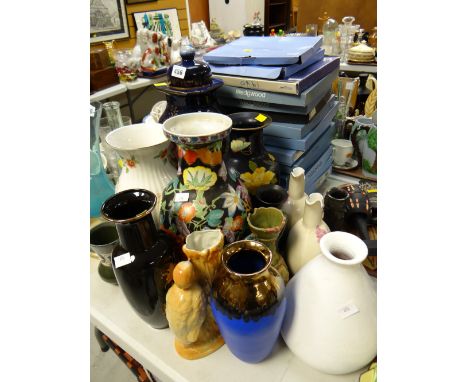 Collection of various ceramic vases together with a collection of boxed Wedgwood calendar plates