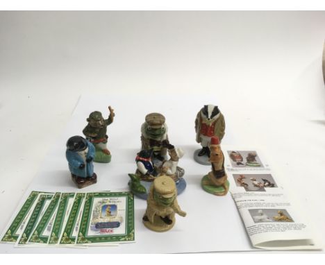 A set of six Wade Wind in the Willows figures plus a 'New Vic Theatre' Toad. Year of issue 2000, with certificates
