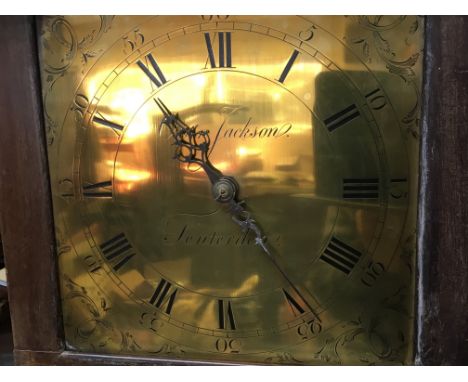 A 30hour going  walnut and pine longcase clock with a brass dial maker Owen Jackson Tenterden.