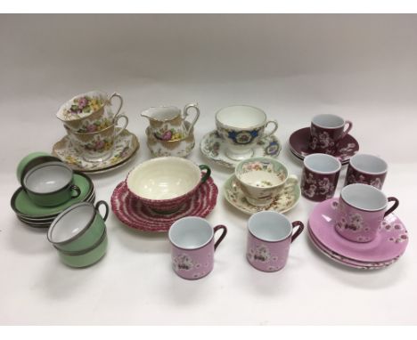 A Royal Albert part tea service in 'Lovelace' pattern plus other cups and saucers.