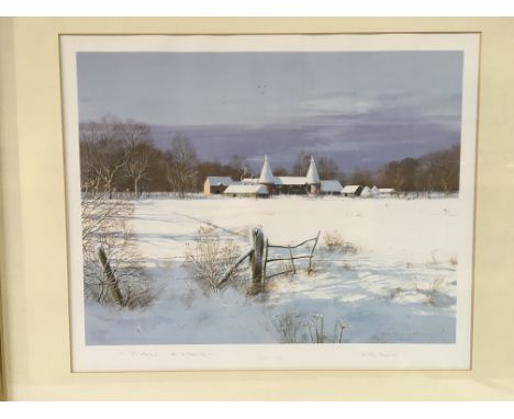 A gilt framed limited edition print by Paul Evans titled 'Winter Light' 106/525, approx 62cm x 54cm.