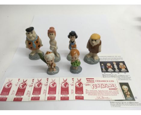 A limited edition set of six Wade Flintstones models with certificates, 1996-1998