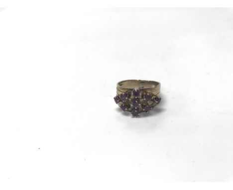 A 9ct gold and ruby ring. Weight approx 5.04g, size approx P/Q.