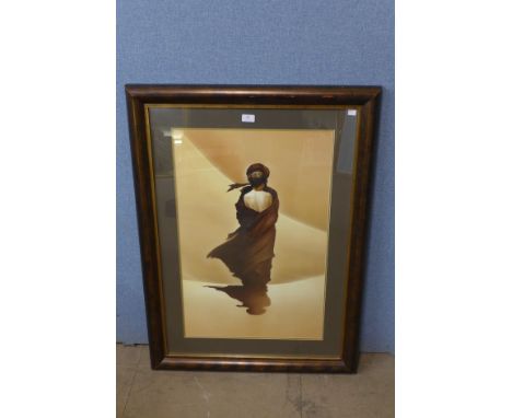 A R. Casaro print of lovers, framed 