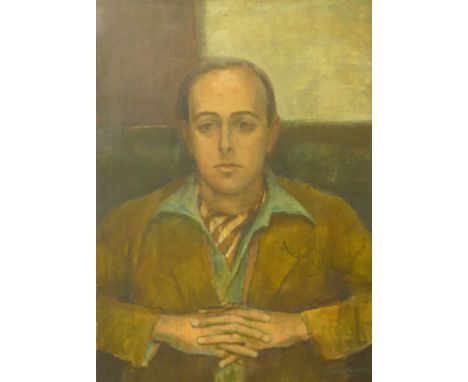 Sheila Holland, portrait of a man, oil on canvas, dated 1963, 76 x 56cms, unframed 