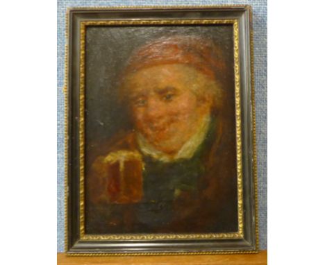 Flemish School (18th Century), portrait of a man, oil on board, 14 x 10cms, framed 