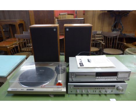 A Pioneer radio with amplifier, Technics CD player, Pioneer deck and speakers 