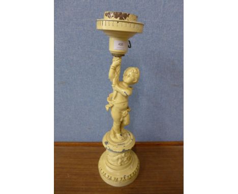 A French figural cherub table lamp base 