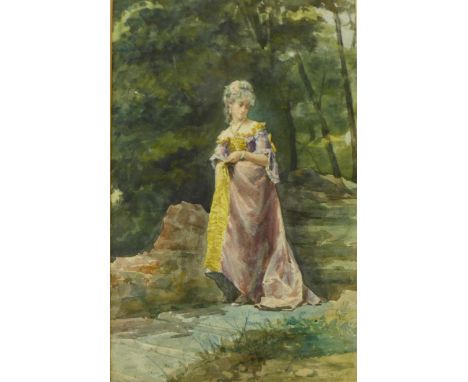 R. Maghelli (19th Century Italian), portrait of a lady, watercolour, 38 x 25cms, framed 